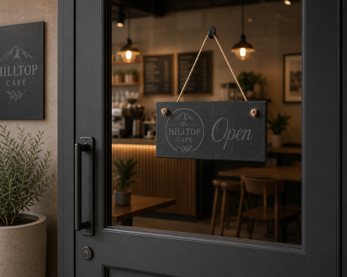 Slate Sign with Hanging Rope - Custom Engraved Business/Corporate Use