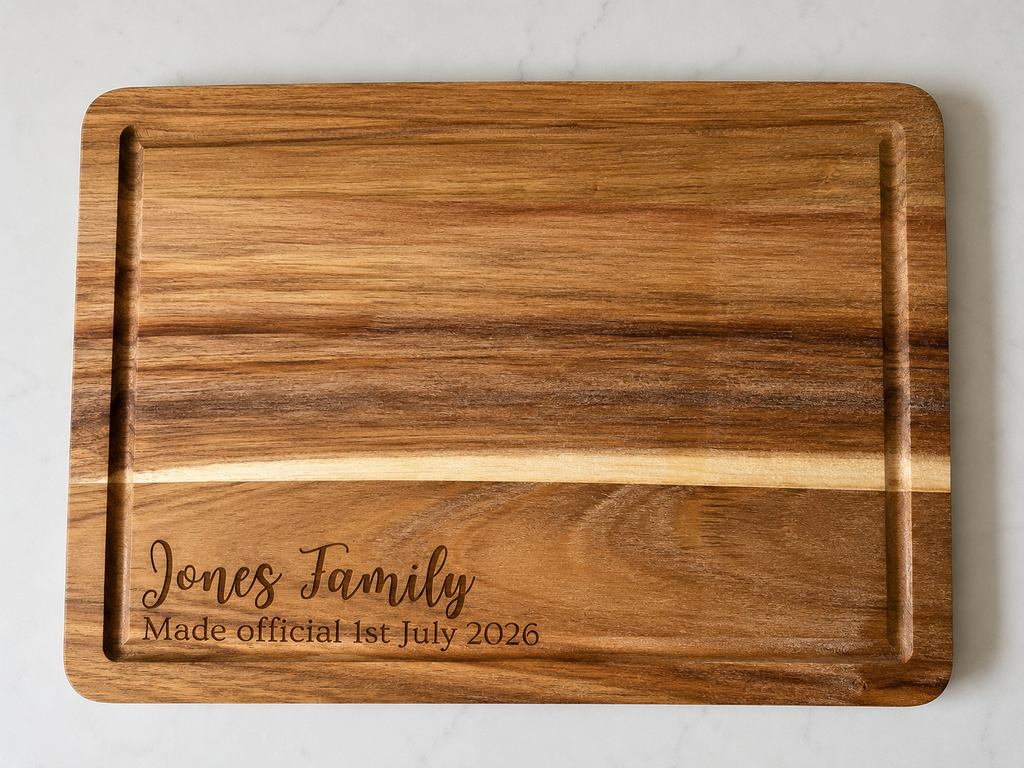 Acacia Wood Large Serving/Cutting/Charcuterie/Chopping Board - Personalised, Custom Engraved