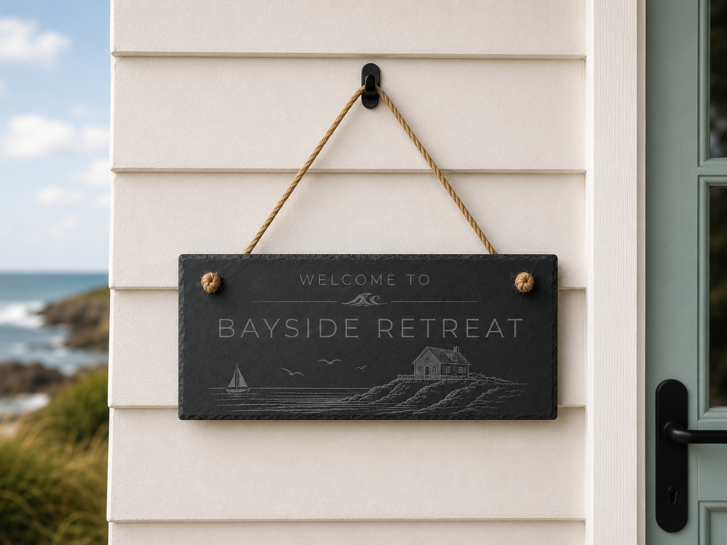 Slate Sign with Hanging Rope - Custom Engraved Business/Corporate Use