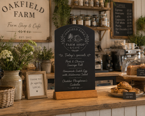 A4 Custom Engraved Black Chalkboard Menu/Signs/Display Stands