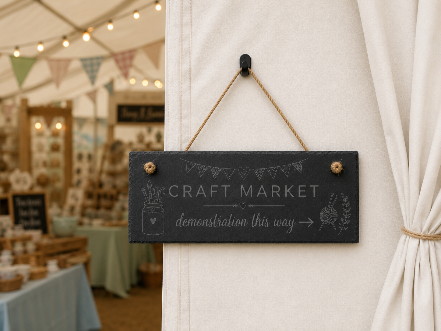 Slate Sign with Hanging Rope - Custom Engraved Business/Corporate Use