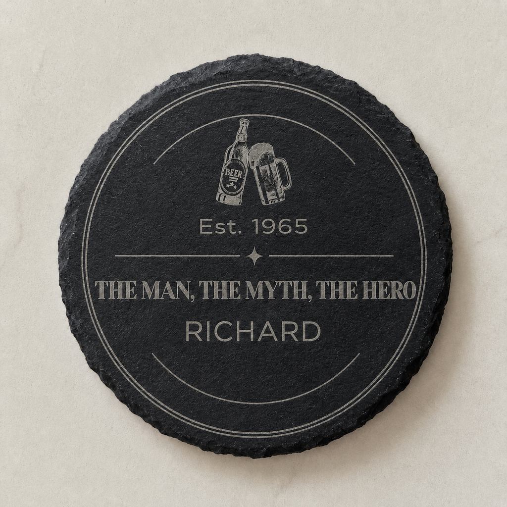 Custom Engraved Slate Coaster - Personalised/Gift/Present/Keepsake