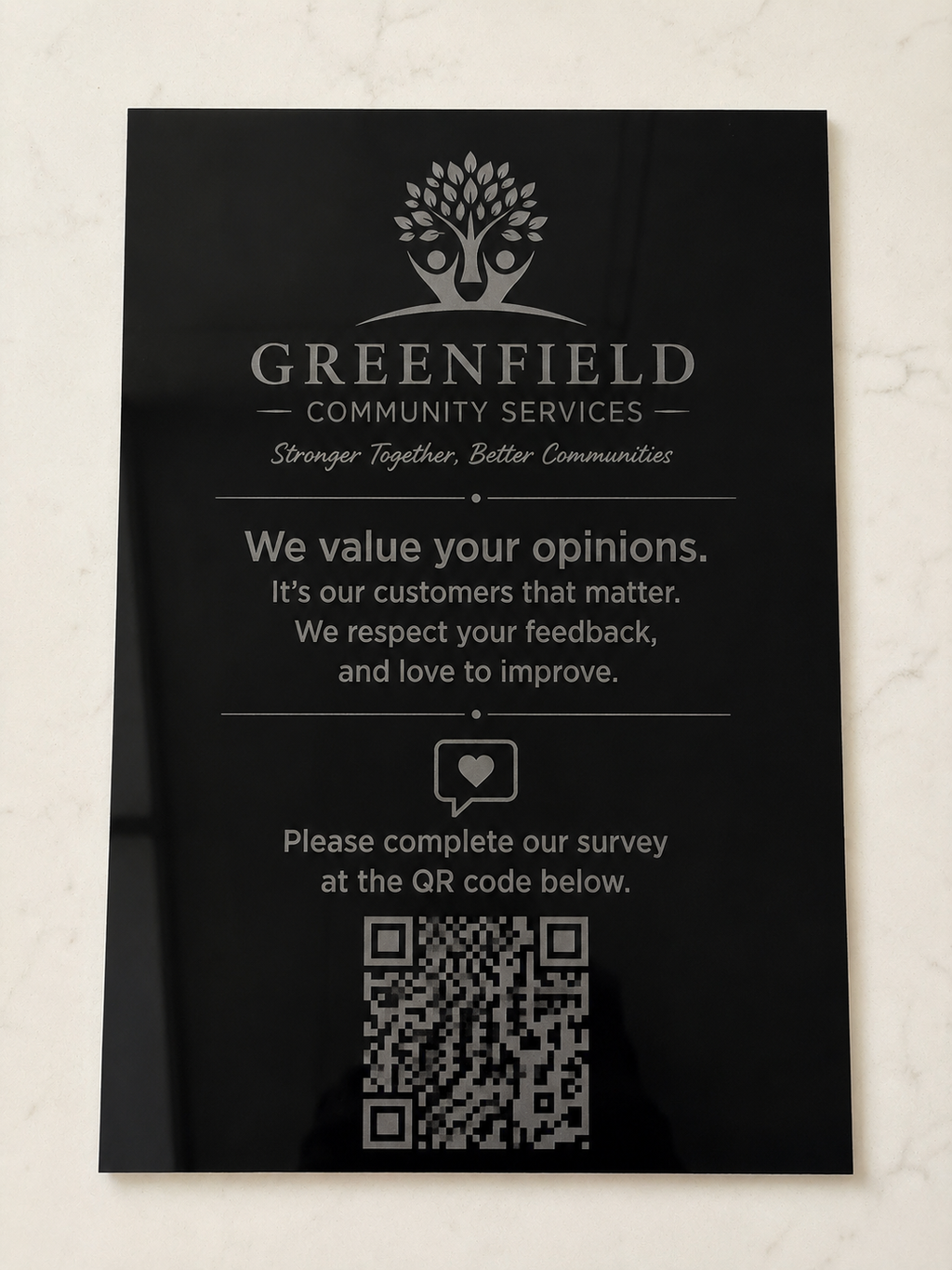 Custom Laser Engraved Acrylic QR & Business Sign