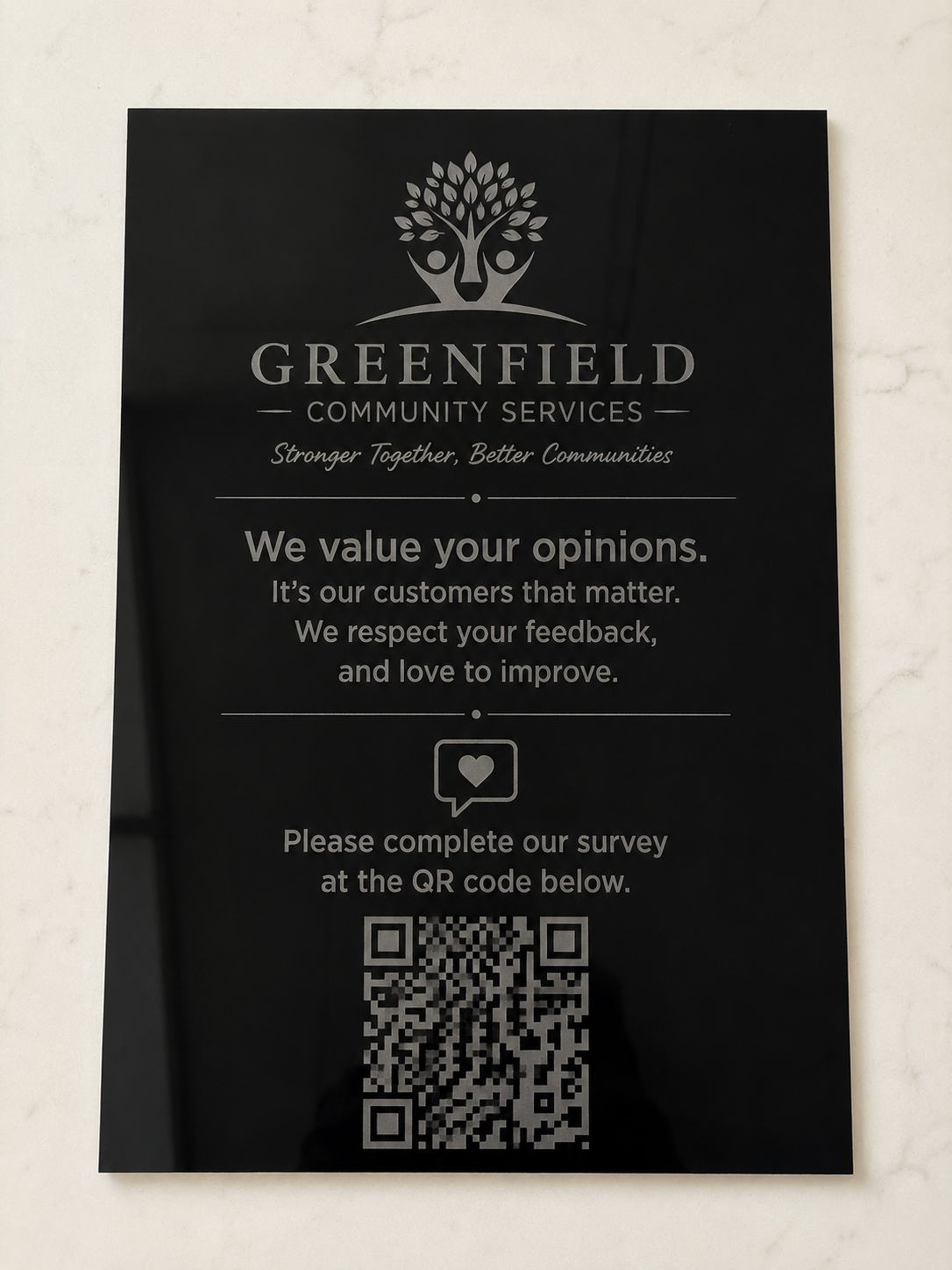 Custom Laser Engraved Acrylic QR & Business Sign