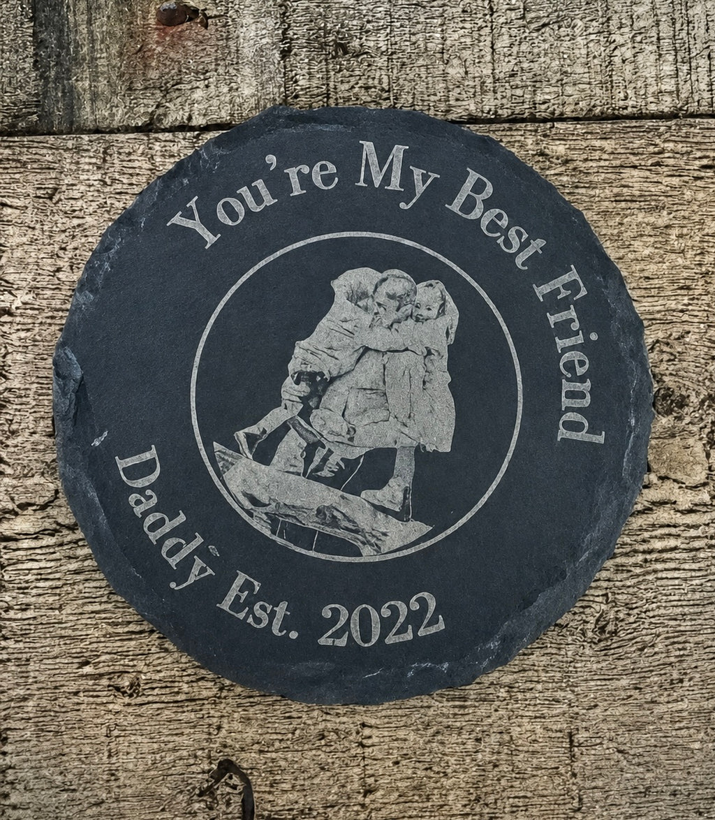 Custom Engraved Slate Coaster - Personalised/Gift/Present/Keepsake