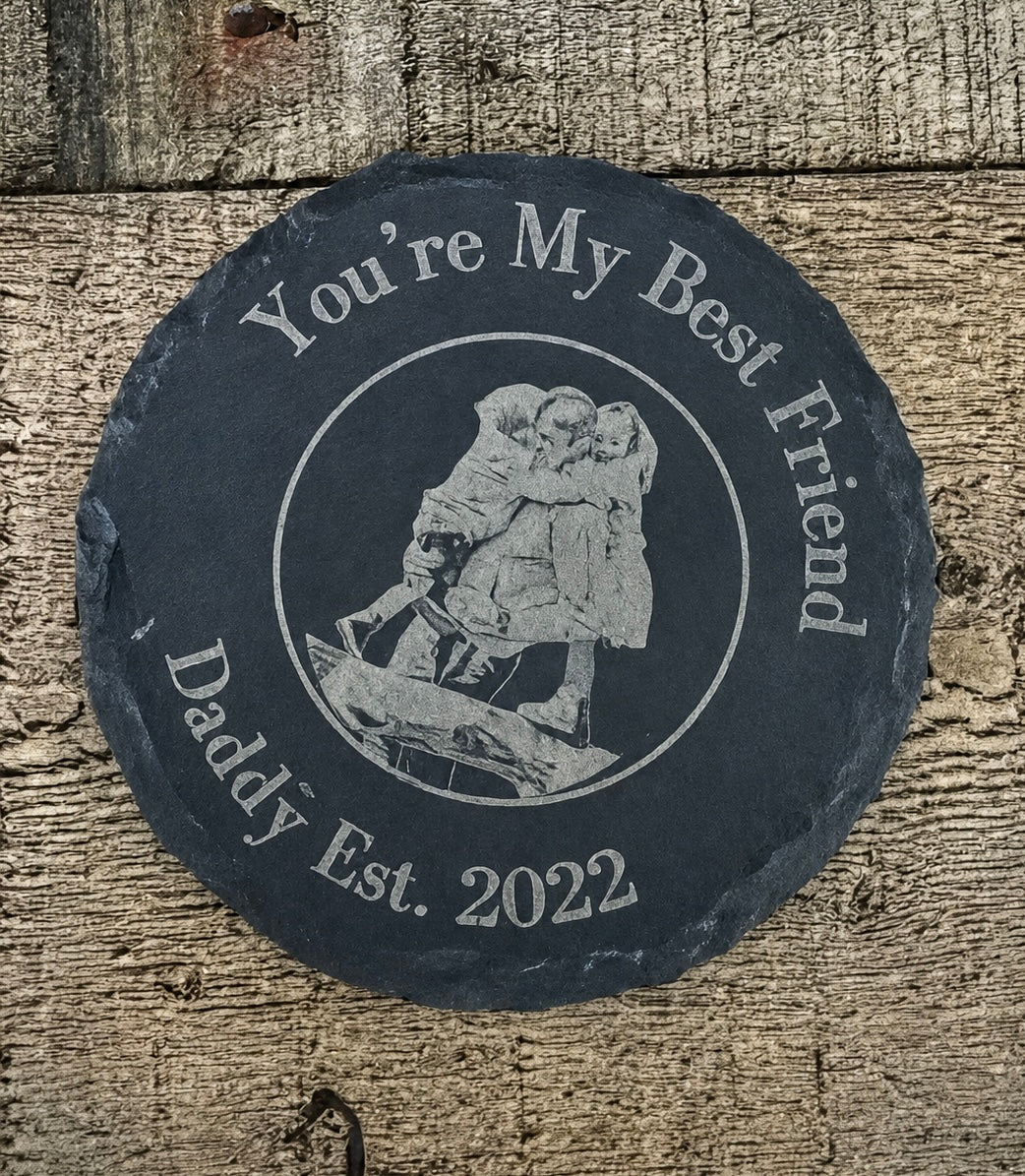 Custom Engraved Slate Coaster - Personalised/Gift/Present/Keepsake