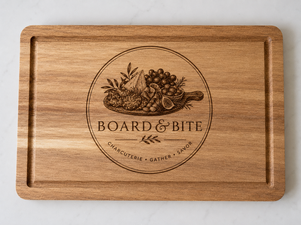 Acacia Wood Large Serving/Cutting/Charcuterie/Chopping Board - Business/Corporate/Logo/Branding - Custom Engraving