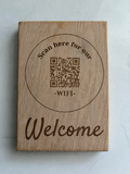 Solid Oak WiFi QR Code Plaques