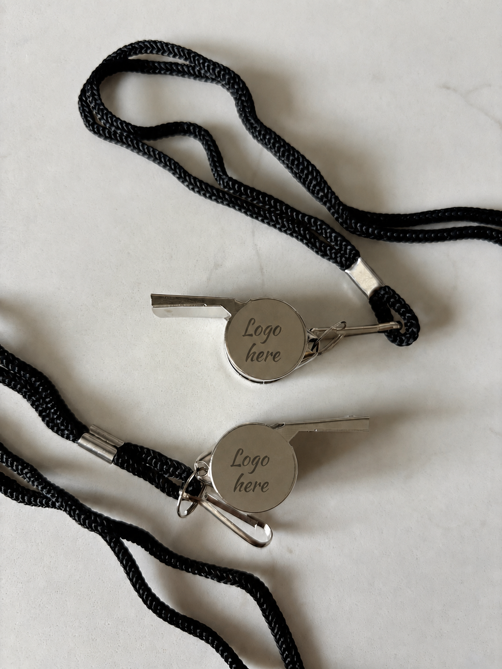 Personalised Stainless Steel Sports Whistle with Lanyard - Custom Logo Engraved/Personalisation