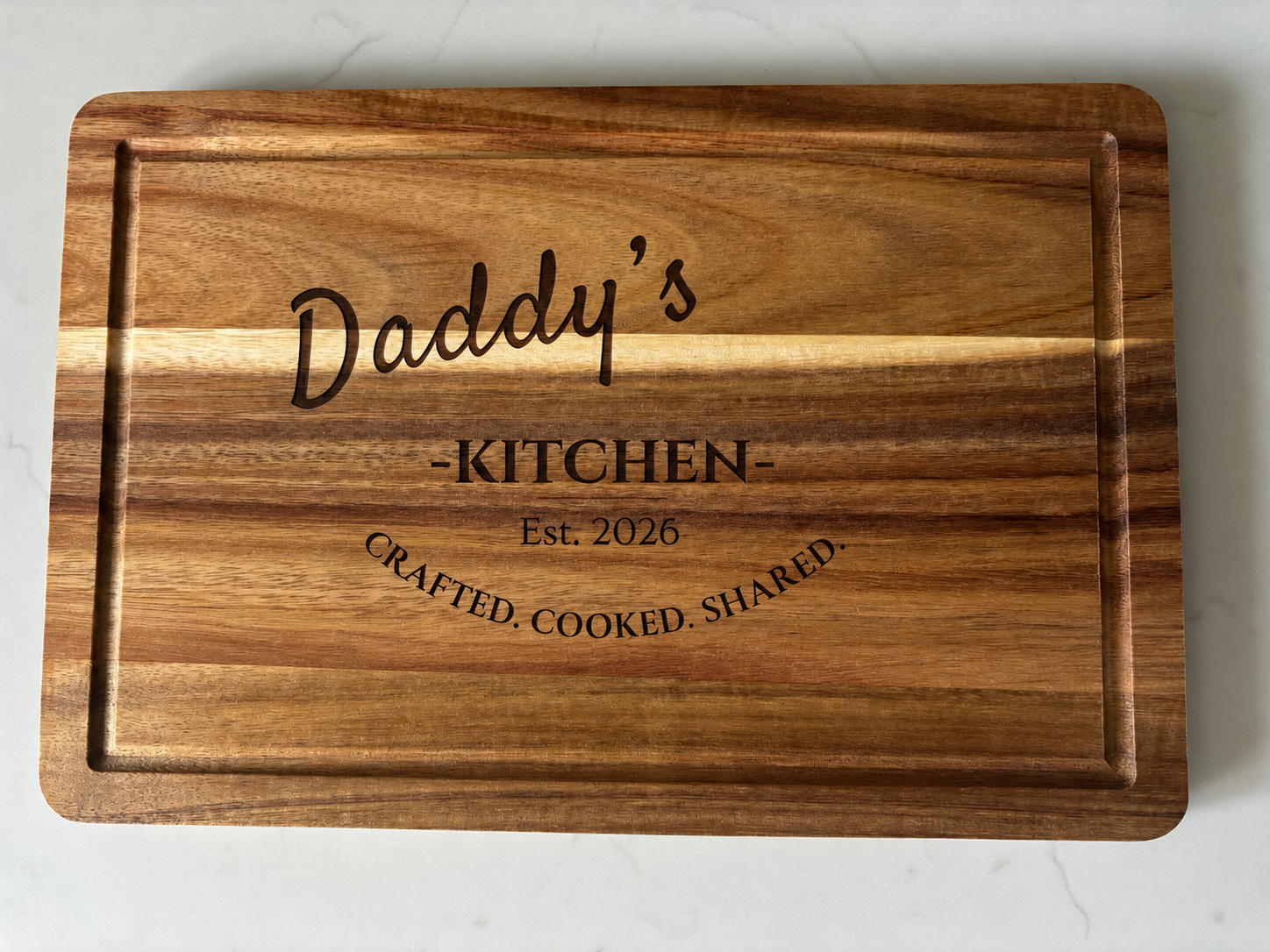 Acacia Wood Large Serving/Cutting/Charcuterie/Chopping Board - Personalised, Custom Engraved