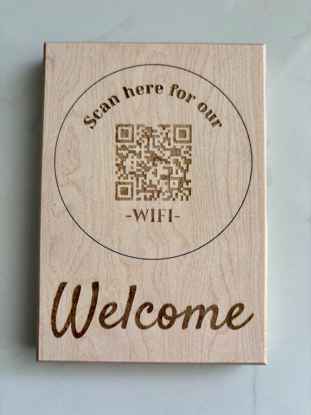 Solid Maple WiFi QR Code Plaques