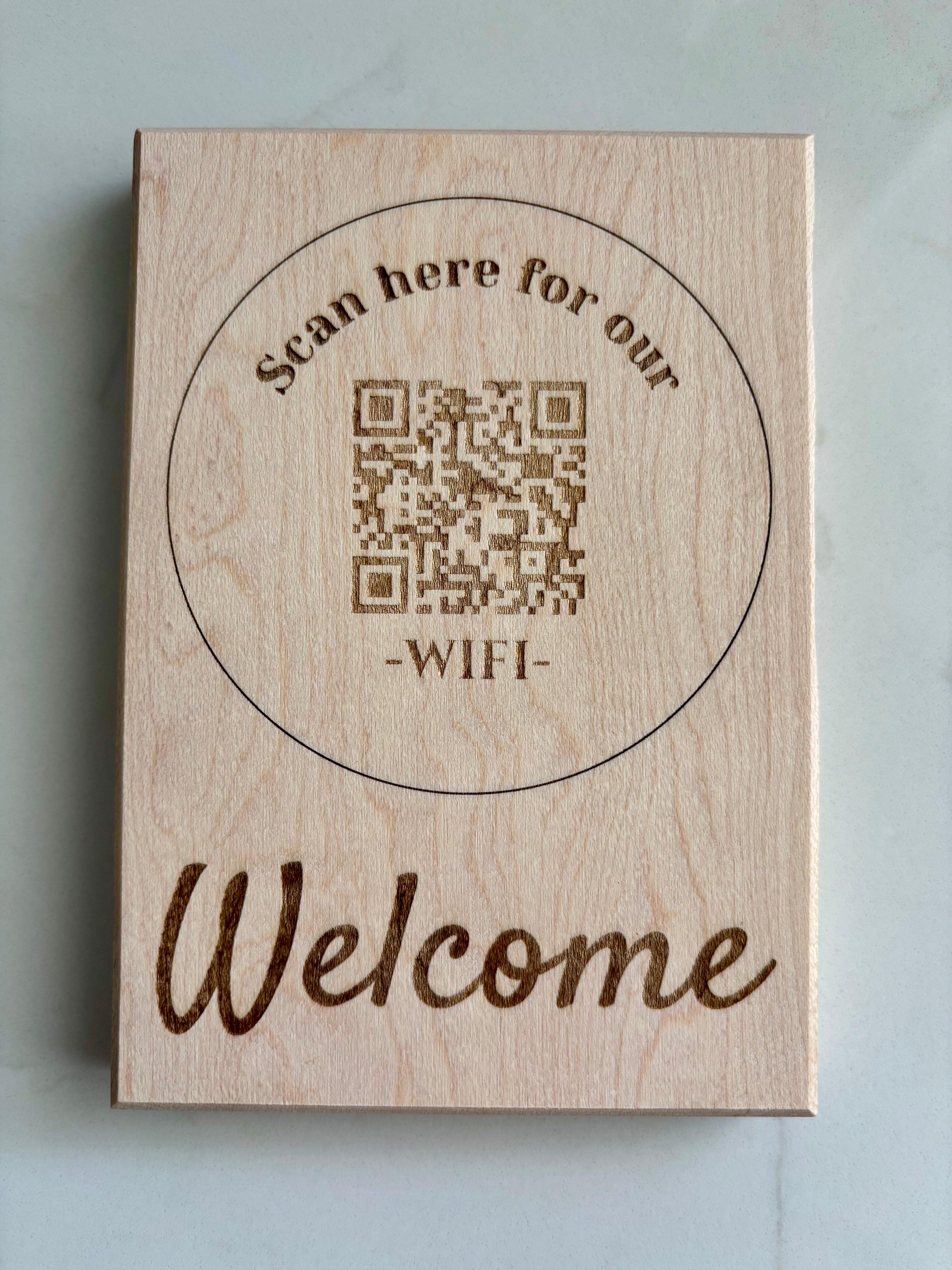 Solid Maple WiFi QR Code Plaques
