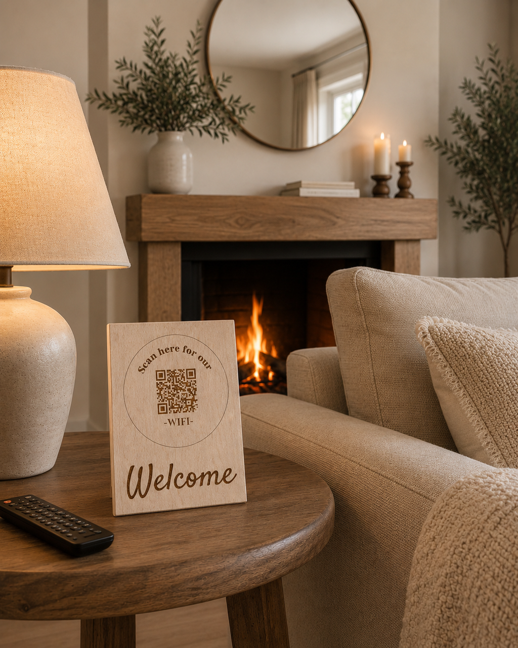 Solid Maple WiFi QR Code Plaques