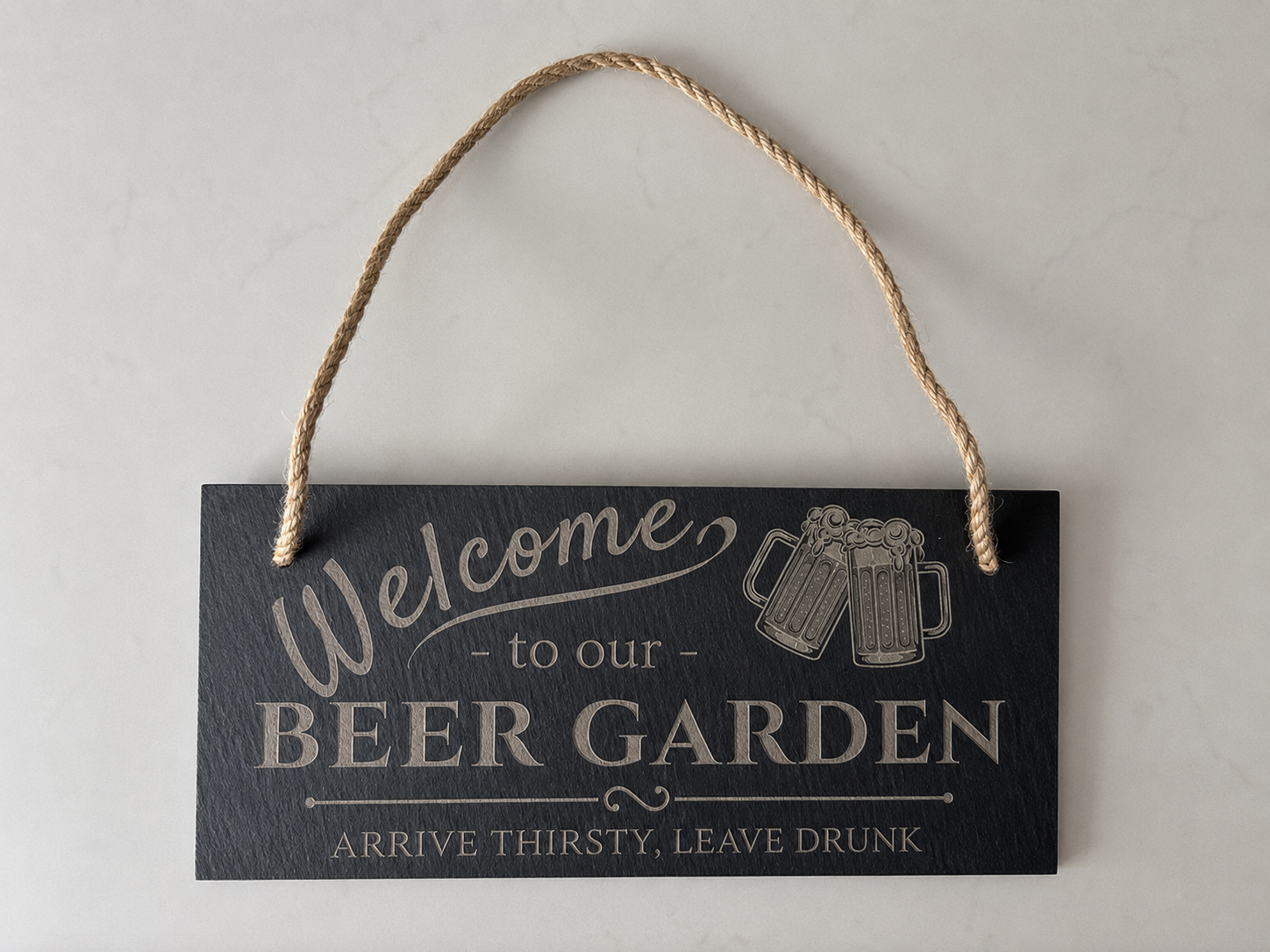 Custom Engraved/Personalised Garden Slate Sign with Hanging Rope