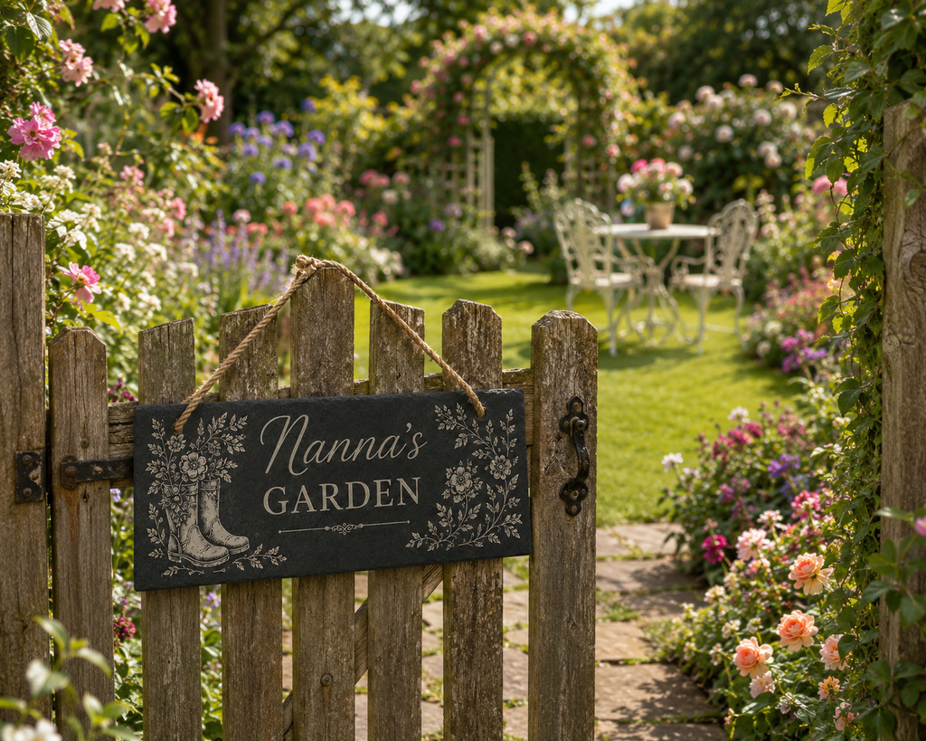 Custom Engraved/Personalised Garden Slate Sign with Hanging Rope
