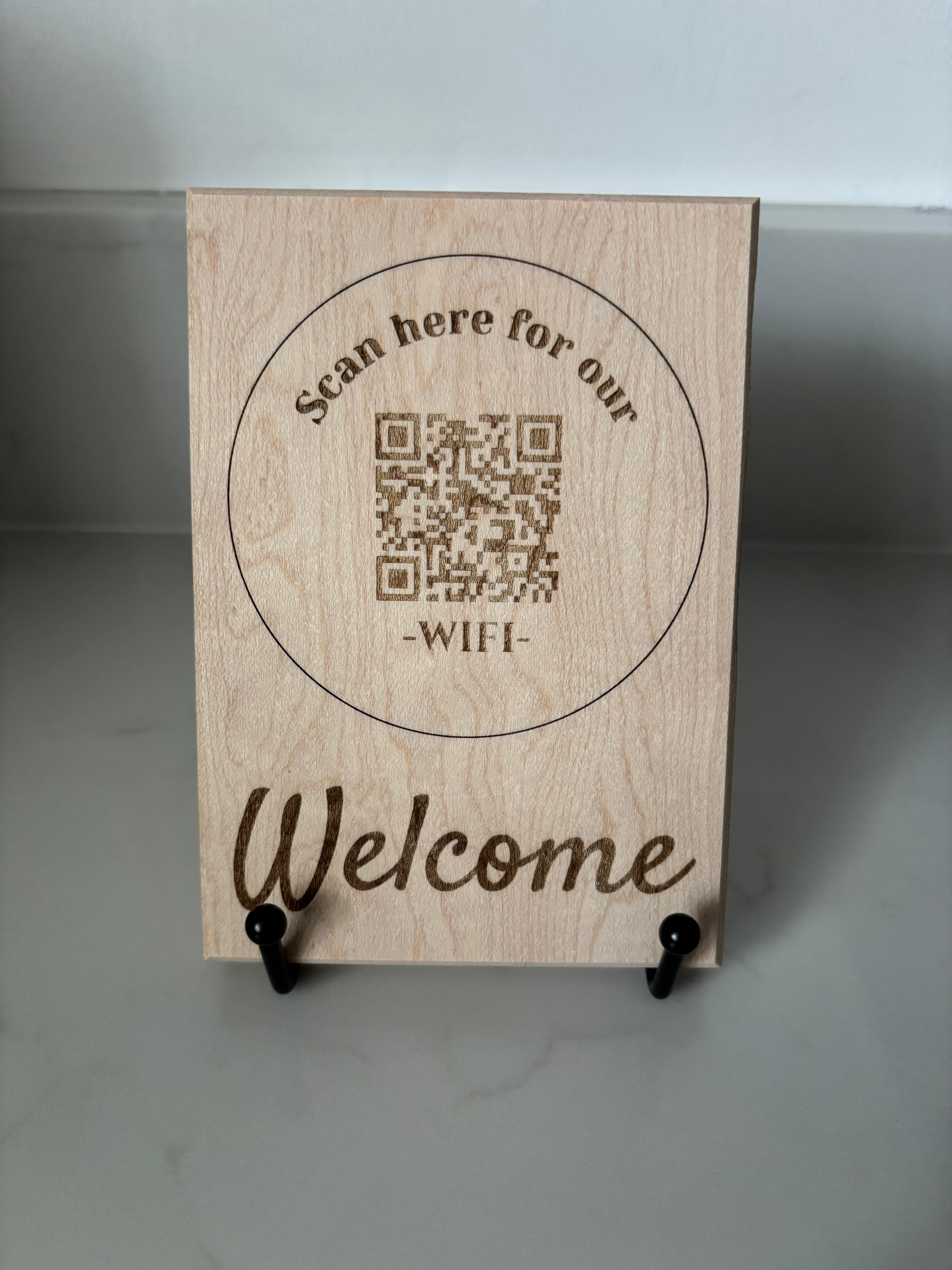 Solid Maple WiFi QR Code Plaques