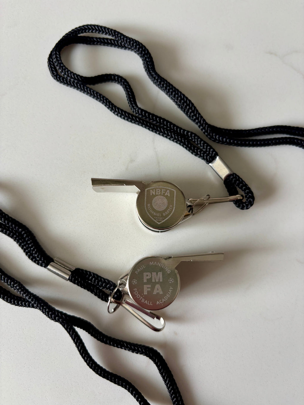 Personalised Stainless Steel Sports Whistle with Lanyard - Custom Logo Engraved/Personalisation