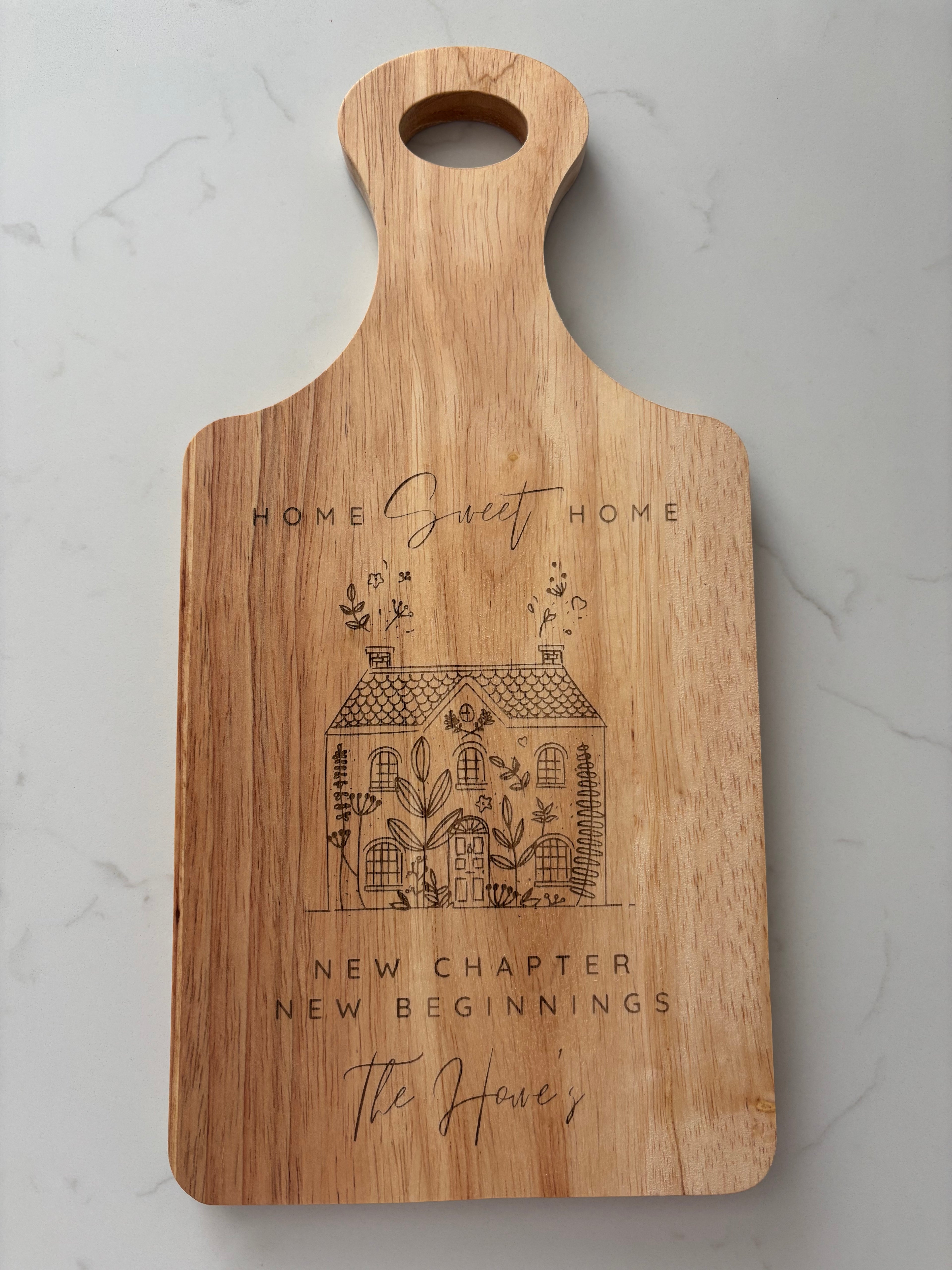 Home Sweet Home/Home Since - Hevea Wood Chopping Board - New Home/Housewarming Gift/Personalisation/Keepsake