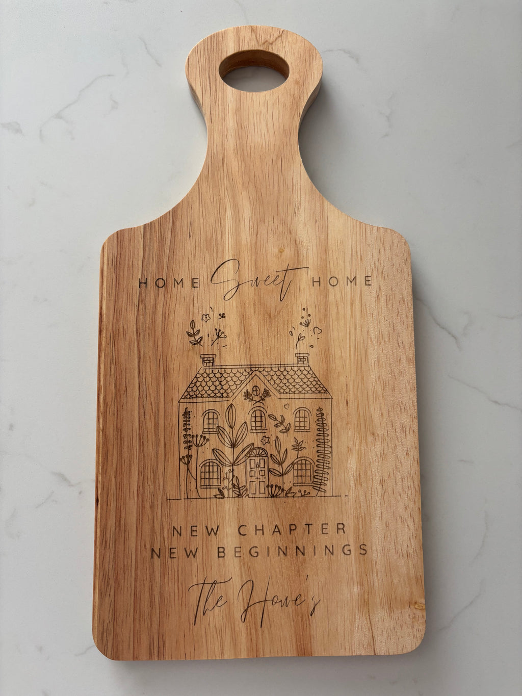 Personalised Welcome/Home/Sweet Home/New Home Engraved Hevea Wood Chopping Board